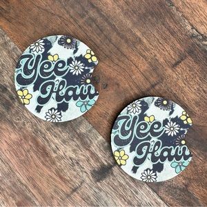 Set of 2 “Yee haw”  Car Coasters